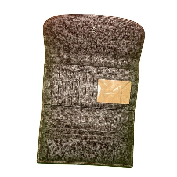 COACH Signature Canvas / Leather Khaki /Brown Trifold Wallet Checkbook F53615 - Picture 3 of 10